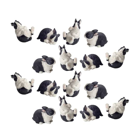 Black & White Playful Rabbit Figurine, 16ct.